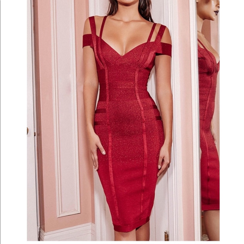 Wine color Bandage dress
